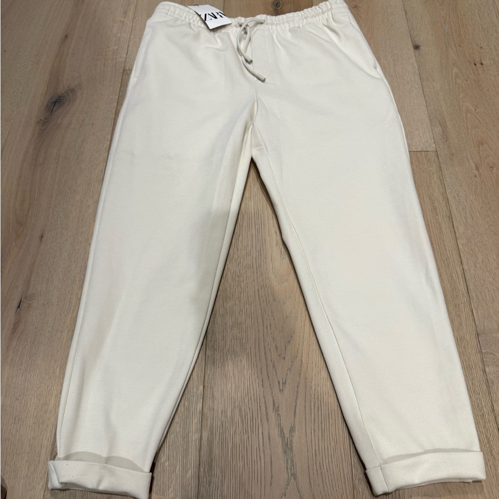 Men's Zara size large Cream Jogger Pants NWT